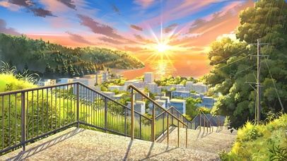 4K唯美治愈日系夕阳城市海景