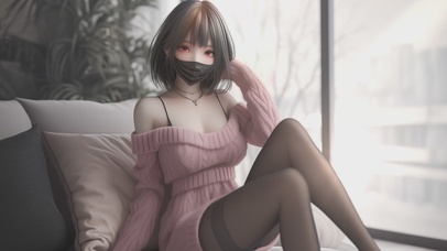 甜美粉色毛衣女孩