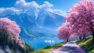 山间樱花湖畔