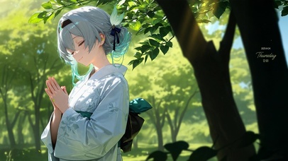 唯美森林白发少女