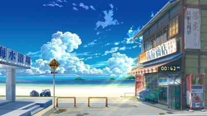4K唯美治愈日系夏日海滨商店