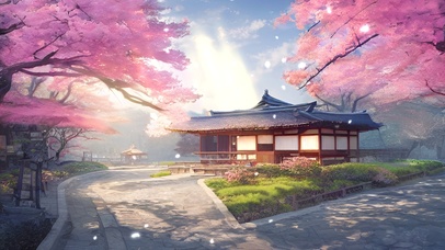 春天樱花飘落的街道