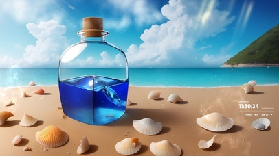 蓝色大海贝壳沙滩