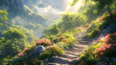 唯美春日山林之境