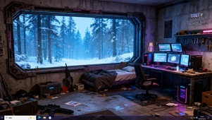 4k赛博雪景电脑房间主题