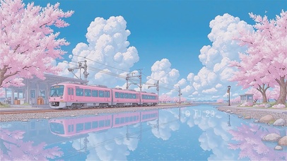 清新护眼樱花列车
