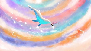 唯美天空之境 梦幻鲸鱼和女孩