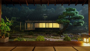 寂静夜晚庭院