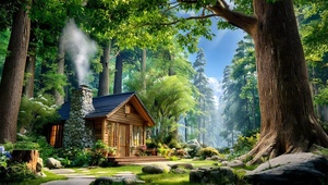 护眼清新森林小屋