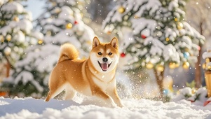 圣诞节柴犬狗狗