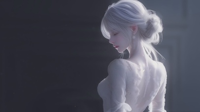 冷白皮肤甜美白发女孩