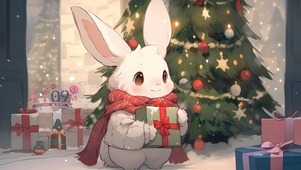 可爱圣诞兔