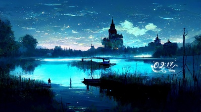 4K唯美治愈夜晚水上村庄