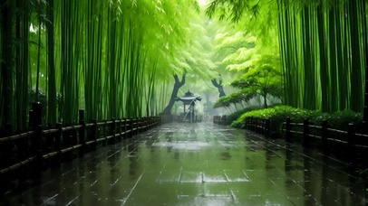 4k绿色竹林小道