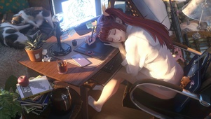 打瞌睡的女孩