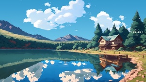 治愈 湖边小屋
