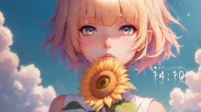 手拿向日葵的女孩