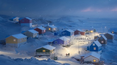 冬季安静的夜晚小镇