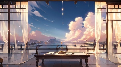 落霞云卷云舒时/纱帘轻拂幽梦起