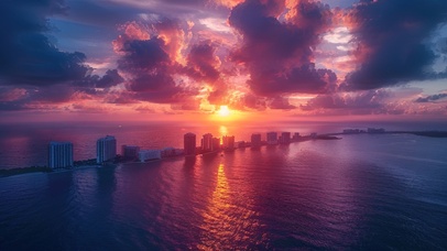 梦幻晚霞环海之城