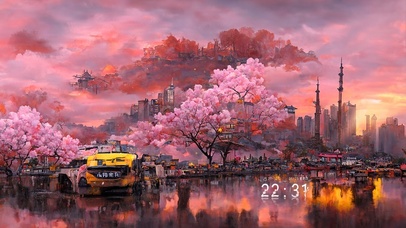  4K唯美炫酷樱花城市