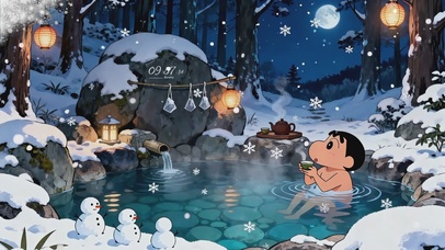 下雪泡温泉小新