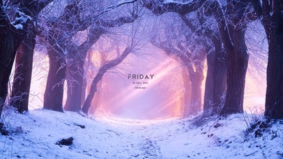 4K唯美治愈夕阳森林雪景