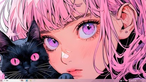 可爱粉发猫咪