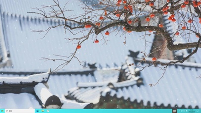 雪天柿子树主题