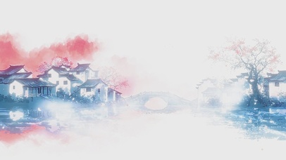 水乡AI水墨插画