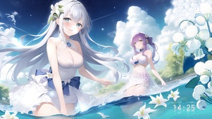 戏水的少女们