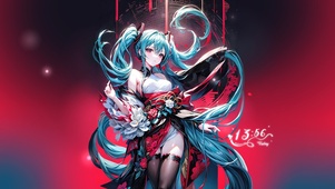 百褶花裙初音