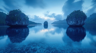 清澈海面岩石岛屿