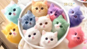 一群彩虹猫咪
