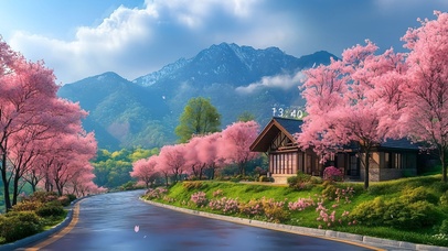治愈乡下樱花小道