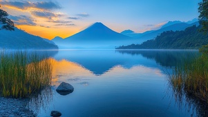 宁静清晨湖畔