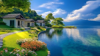 护眼碧水海边房屋