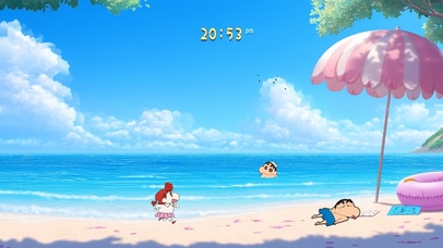 海边度假的小新和朋友