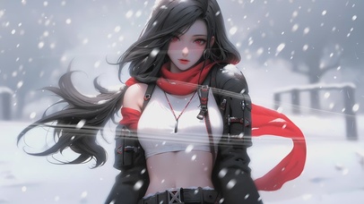 4k 唯美雪天美少女