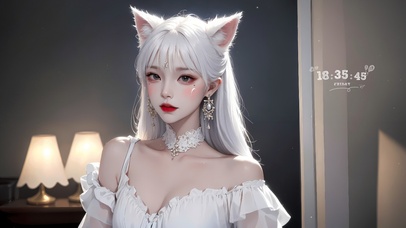 吊带裙狐耳白发少女