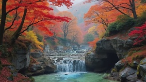 枫叶林溪水