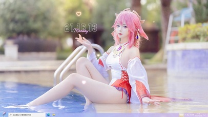 原神八重神子cos泳池派对