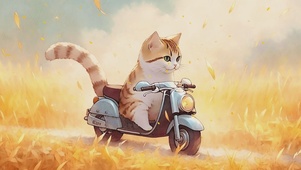 骑摩托的猫咪