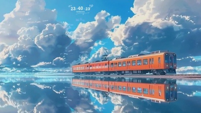 会动循环的天空之境的火车(小清新动态壁纸) - 动态壁纸下载 - 元气壁纸