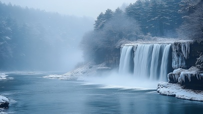 寒瀑雪韵
