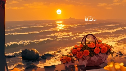 海边落日玫瑰