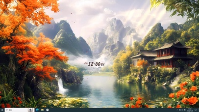 4K秋季山峰云雾村落