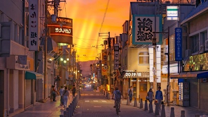 4K 唯美夕阳日式街道