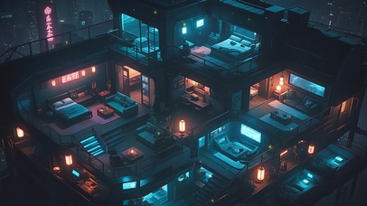 夜晚的赛博房间