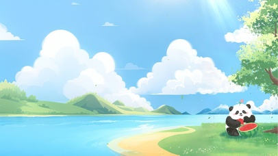 吃西瓜的小熊猫～花花